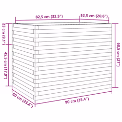 vidaXL Garden Planter Outdoor Flower Pot Planter Pot Wax Brown Solid Wood Pine - white, 90 x 60 x 68.5 cm - Additional view 3