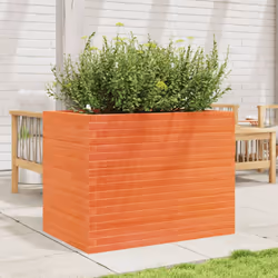 vidaXL Garden Planter Outdoor Flower Pot Planter Pot Wax Brown Solid Wood Pine - wax brown, 90 x 60 x 68.5 cm - Additional view 2