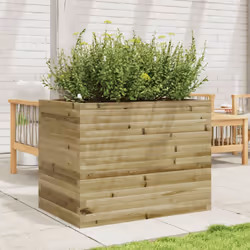 vidaXL Garden Planter Outdoor Flower Pot Planter Pot Wax Brown Solid Wood Pine - natural impregnated, 90 x 60 x 68.5 cm - Additional view 2