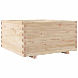 vidaXL Garden Planter Outdoor Flower Pot Planter Pot Wax Brown Solid Wood Pine - natural pine, 90 x 90 x 49.5 cm