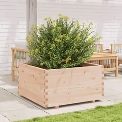 vidaXL Garden Planter Outdoor Flower Pot Planter Pot Wax Brown Solid Wood Pine - natural pine, 90 x 90 x 49.5 cm - Additional view 2