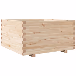 vidaXL Garden Planter Outdoor Flower Pot Planter Pot Wax Brown Solid Wood Pine - natural pine, 90 x 90 x 49.5 cm - Additional view 6