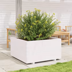 vidaXL Garden Planter Outdoor Flower Pot Planter Pot Wax Brown Solid Wood Pine - white, 90 x 90 x 49.5 cm - Additional view 2