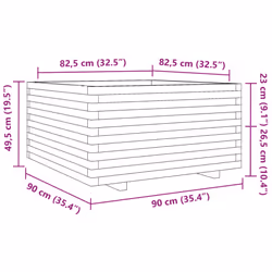 vidaXL Garden Planter Outdoor Flower Pot Planter Pot Wax Brown Solid Wood Pine - white, 90 x 90 x 49.5 cm - Additional view 3