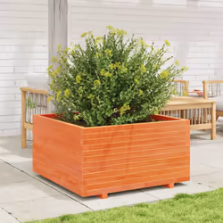 vidaXL Garden Planter Outdoor Flower Pot Planter Pot Wax Brown Solid Wood Pine - wax brown, 90 x 90 x 49.5 cm - Additional view 2
