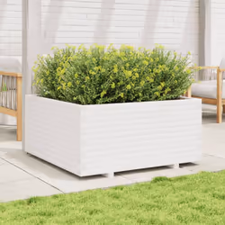 vidaXL Garden Planter Outdoor Flower Pot Planter Pot White Solid Wood Pine - Additional view 2