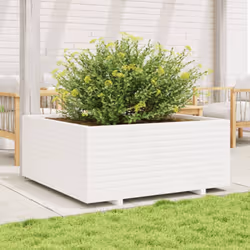 vidaXL Garden Planter White 110x110x49.5 cm Solid Wood Pine - Additional view 2