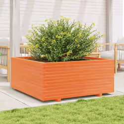 vidaXL Garden Planter Wax Brown 110x110x49.5 cm Solid Wood Pine - Additional view 2