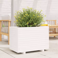 vidaXL Garden Planter Outdoor Flower Pot Planter Pot White Solid Wood Pine - Additional view 2