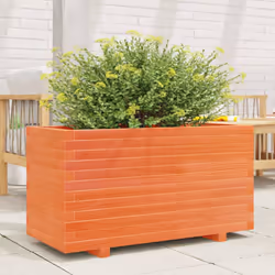 vidaXL Garden Planter Outdoor Flower Pot Planter Pot Wax Brown Solid Wood Pine - wax brown, 90 x 40 x 49.5 cm - Additional view 2