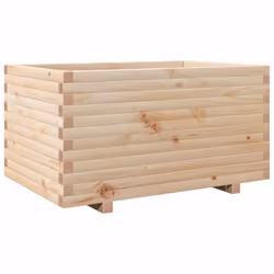 vidaXL Garden Planter Outdoor Flower Pot Planter Pot Wax Brown Solid Wood Pine - natural pine, 90 x 60 x 49.5 cm - Additional view 6