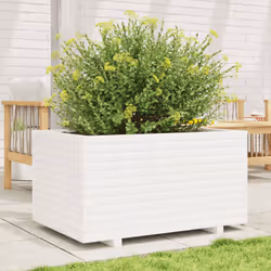 vidaXL Garden Planter Outdoor Flower Pot Planter Pot Wax Brown Solid Wood Pine - white, 90 x 60 x 49.5 cm - Additional view 2