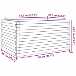 vidaXL Garden Planter Outdoor Flower Pot Planter Pot Wax Brown Solid Wood Pine - white, 90 x 60 x 49.5 cm - Additional view 3
