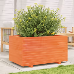 vidaXL Garden Planter Outdoor Flower Pot Planter Pot Wax Brown Solid Wood Pine - wax brown, 90 x 60 x 49.5 cm - Additional view 2
