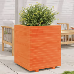 vidaXL Garden Planter Outdoor Flower Pot Planter Pot Wax Brown Solid Wood Pine