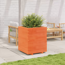 vidaXL Garden Planter Outdoor Flower Pot Planter Pot Wax Brown Solid Wood Pine