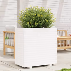 vidaXL Garden Planter Outdoor Flower Pot Planter Pot White Solid Wood Pine - Additional view 2