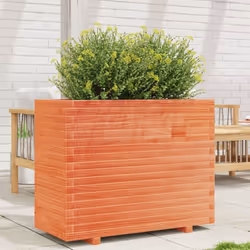 vidaXL Garden Planter Outdoor Flower Pot Planter Pot Wax Brown Solid Wood Pine - wax brown, 90 x 40 x 72.5 cm - Additional view 2