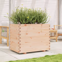 vidaXL Garden Planter Outdoor Flower Pot Planter Pot Wax Brown Solid Wood Pine - natural pine, 90 x 60 x 72.5 cm - Additional view 2