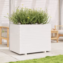 vidaXL Garden Planter Outdoor Flower Pot Planter Pot Wax Brown Solid Wood Pine - white, 90 x 60 x 72.5 cm - Additional view 2