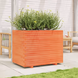 vidaXL Garden Planter Outdoor Flower Pot Planter Pot Wax Brown Solid Wood Pine - wax brown, 90 x 60 x 72.5 cm - Additional view 2