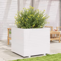 vidaXL Garden Planter Outdoor Flower Pot Planter Pot Wax Brown Solid Wood Pine - white, 80 x 80 x 72 cm - Additional view 2