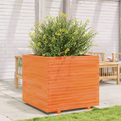 vidaXL Garden Planter Outdoor Flower Pot Planter Pot Wax Brown Solid Wood Pine - wax brown, 80 x 80 x 72 cm - Additional view 2