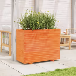 vidaXL Garden Planter Outdoor Flower Pot Planter Pot Wax Brown Solid Wood Pine - wax brown, 90 x 40 x 72 cm - Additional view 2