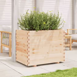 vidaXL Garden Planter Outdoor Flower Pot Planter Pot Wax Brown Solid Wood Pine - natural pine, 90 x 60 x 72 cm - Additional view 2