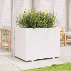 vidaXL Garden Planter Outdoor Flower Pot Planter Pot Wax Brown Solid Wood Pine - white, 90 x 60 x 72 cm - Additional view 2