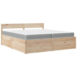 vidaXL Bed with Drawers and Mattress Home Bed Base Bedstead Solid Wood Pine - natural, 200 x 200 cm