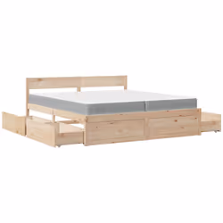 vidaXL Bed with Drawers and Mattress Home Bed Base Bedstead Solid Wood Pine - natural, 200 x 200 cm - Additional view 10