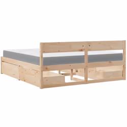 vidaXL Bed with Drawers and Mattress Home Bed Base Bedstead Solid Wood Pine - natural, 200 x 200 cm - Additional view 5