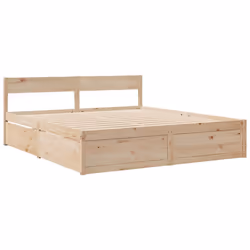 vidaXL Bed with Drawers and Mattress Home Bed Base Bedstead Solid Wood Pine - natural, 200 x 200 cm - Additional view 6