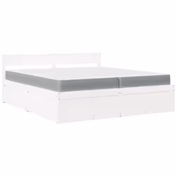 vidaXL Bed with Drawers and Mattress Home Bed Base Bedstead Solid Wood Pine - white, 200 x 200 cm