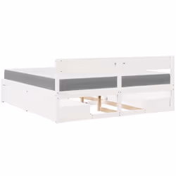 vidaXL Bed with Drawers and Mattress Home Bed Base Bedstead Solid Wood Pine - white, 200 x 200 cm - Additional view 5
