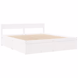 vidaXL Bed with Drawers and Mattress Home Bed Base Bedstead Solid Wood Pine - white, 200 x 200 cm - Additional view 6