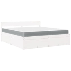 vidaXL Bed with Drawers and Mattress Home Bed Base Bedstead Solid Wood Pine - white, 180 x 200 cm