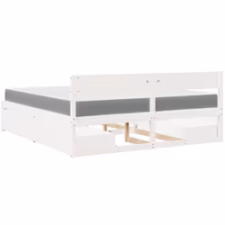 vidaXL Bed with Drawers and Mattress Home Bed Base Bedstead Solid Wood Pine - white, 180 x 200 cm - Additional view 5