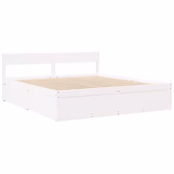 vidaXL Bed with Drawers and Mattress Home Bed Base Bedstead Solid Wood Pine - white, 180 x 200 cm - Additional view 6