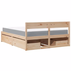 vidaXL Bed with Drawers and Mattress Home Bed Base Bedstead Solid Wood Pine - natural, 160 x 200 cm - Additional view 5