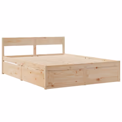 vidaXL Bed with Drawers and Mattress Home Bed Base Bedstead Solid Wood Pine - natural, 160 x 200 cm - Additional view 6
