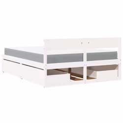 vidaXL Bed with Drawers and Mattress Home Bed Base Bedstead Solid Wood Pine - white, 160 x 200 cm - Additional view 5