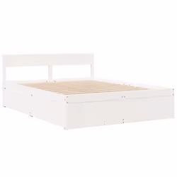 vidaXL Bed with Drawers and Mattress Home Bed Base Bedstead Solid Wood Pine - white, 160 x 200 cm - Additional view 6