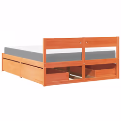 vidaXL Bed with Drawers and Mattress Home Bed Base Bedstead Solid Wood Pine - wax brown, 160 x 200 cm - Additional view 5