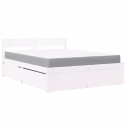 vidaXL Bed with Drawers and Mattress Home Bed Base Bedstead Solid Wood Pine - white, 140 x 200 cm