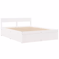 vidaXL Bed with Drawers and Mattress Home Bed Base Bedstead Solid Wood Pine - white, 140 x 200 cm - Additional view 6