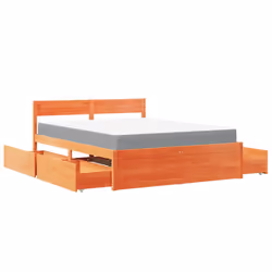 vidaXL Bed with Drawers and Mattress Home Bed Base Bedstead Solid Wood Pine - wax brown, 140 x 200 cm - Additional view 10
