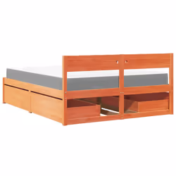 vidaXL Bed with Drawers and Mattress Home Bed Base Bedstead Solid Wood Pine - wax brown, 140 x 200 cm - Additional view 5