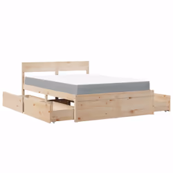 vidaXL Bed with Drawers and Mattress Home Bed Base Bedstead Solid Wood Pine - natural, 120 x 200 cm - Additional view 10